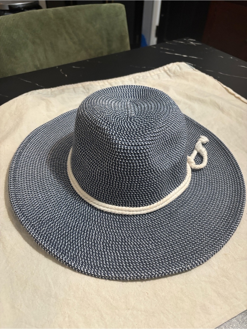 Kooringal Navy Braided Straw Sun Hat with Cream Rope Trim unisex